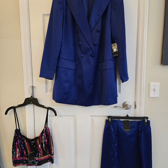 Eloquii Blue Satin Blazer, Skirt & Seq Plus 18 NWT - Picture 4 of 12